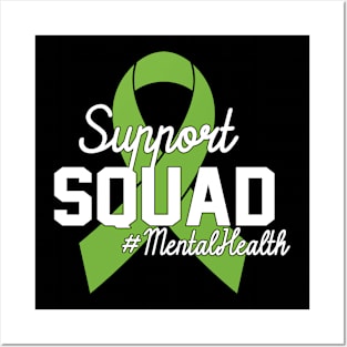 Support Squad Mental Health Awareness Lime Green Ribbon Posters and Art